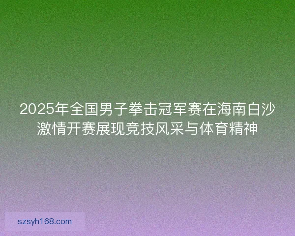 2025年全国男子拳击冠军赛在海南白沙激情开赛展现竞技风采与体育精神